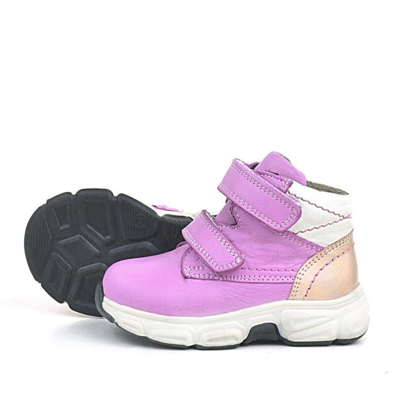 حذاء راكر بلاس من الجلد الطبيعي باللون الوردي الفوشيا مع شريط فيلكرو للفتيات الصغيرات - 5