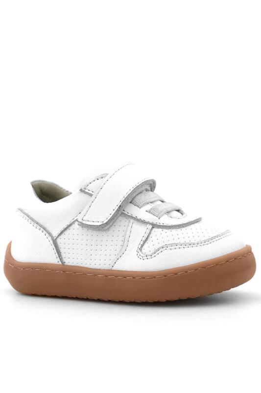 Rakerplus Bob Hakiki Deri Beyaz Barefoot Cırtlı Lastikli Bebek Sneaker Ayakkabı - 2