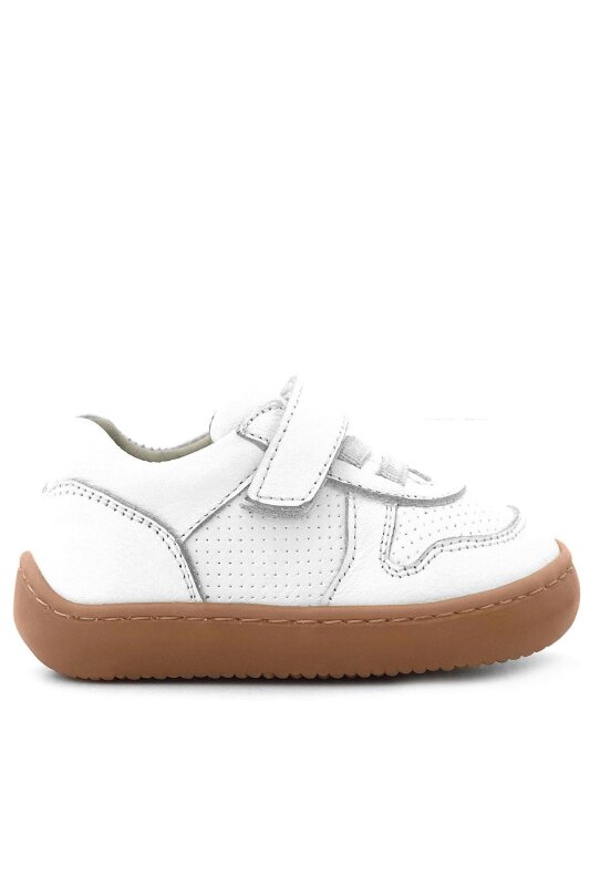 Rakerplus Bob Hakiki Deri Beyaz Barefoot Cırtlı Lastikli Bebek Sneaker Ayakkabı - 3