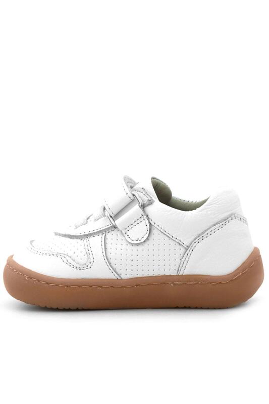 Rakerplus Bob Hakiki Deri Beyaz Barefoot Cırtlı Lastikli Bebek Sneaker Ayakkabı - 5
