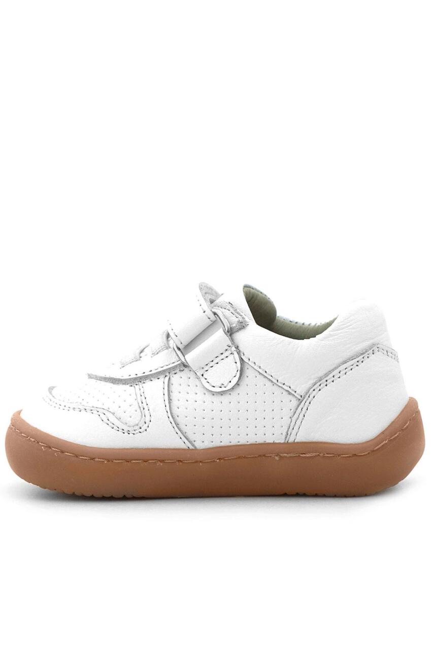 Rakerplus Bob Hakiki Deri Beyaz Barefoot Cırtlı Lastikli Bebek Sneaker Ayakkabı - 5