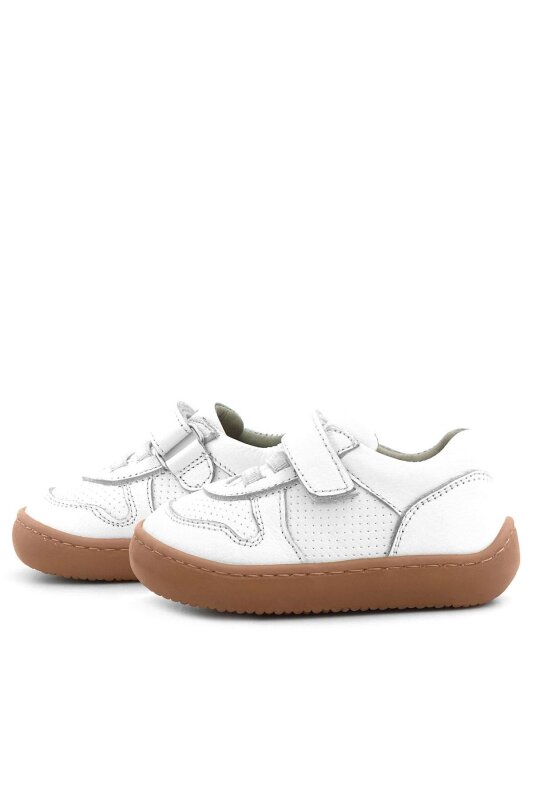 Rakerplus Bob Hakiki Deri Beyaz Barefoot Cırtlı Lastikli Bebek Sneaker Ayakkabı - 6