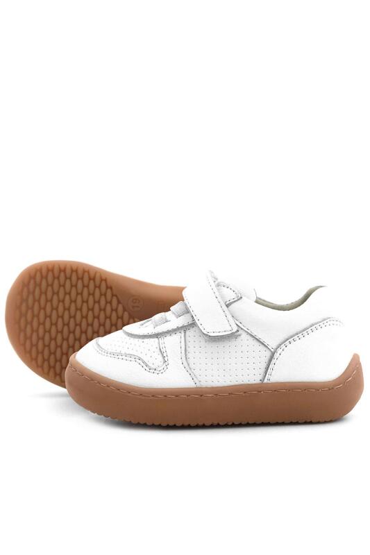 Rakerplus Bob Hakiki Deri Beyaz Barefoot Cırtlı Lastikli Bebek Sneaker Ayakkabı - 7
