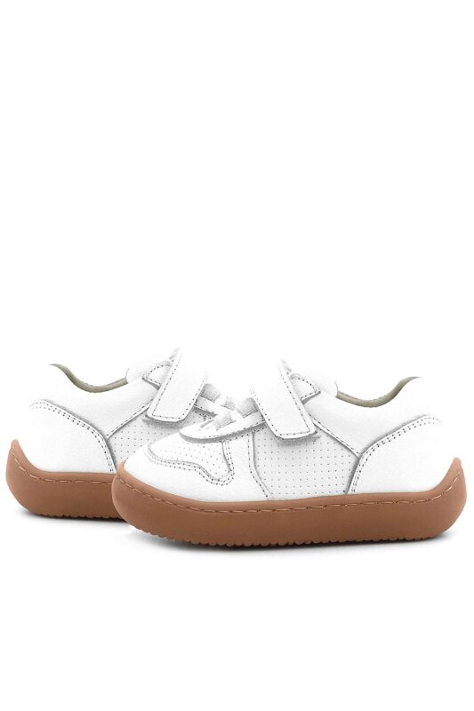 Rakerplus Bob Hakiki Deri Beyaz Barefoot Cırtlı Lastikli Bebek Sneaker Ayakkabı - 8