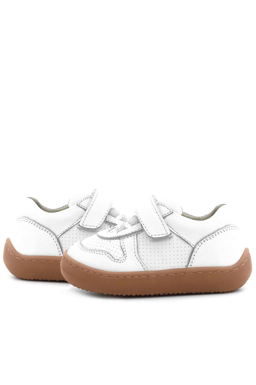 Rakerplus Bob Hakiki Deri Beyaz Barefoot Cırtlı Lastikli Bebek Sneaker Ayakkabı - 8