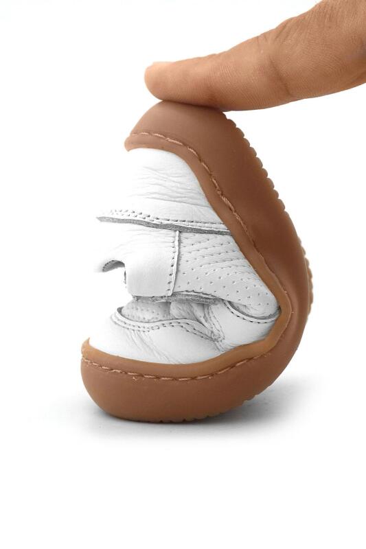 Rakerplus Bob Hakiki Deri Beyaz Barefoot Cırtlı Lastikli Bebek Sneaker Ayakkabı - 9