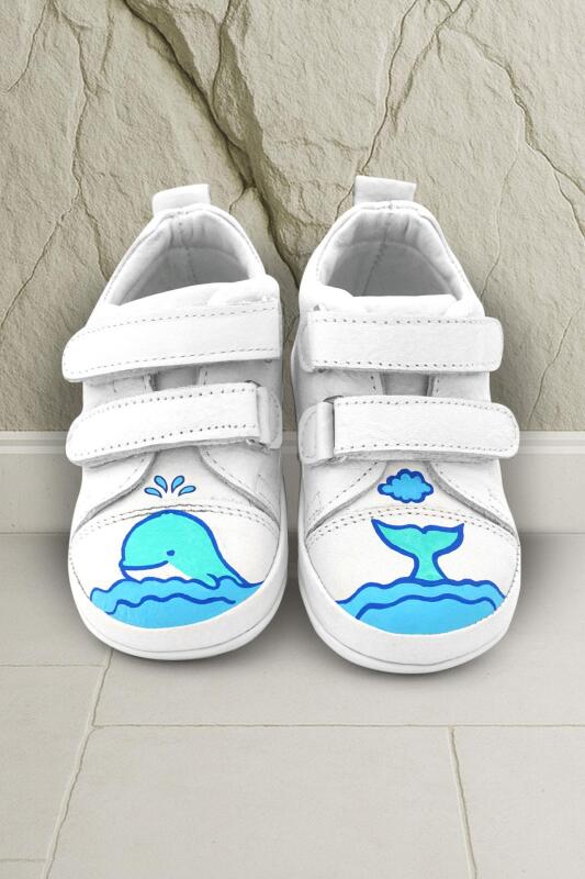 Rakerplus Tbons Special Design Scrat Genuine Leather White First Step Shoes - Rakerplus