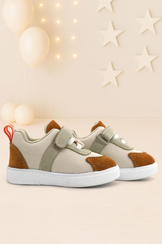 Rakerplus Genuine Leather Cream Tan Velcro Baby Shoes - Rakerplus