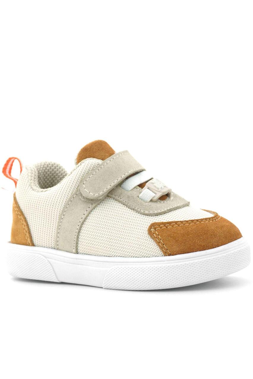 Rakerplus Genuine Leather Cream Tan Velcro Baby Shoes - 2