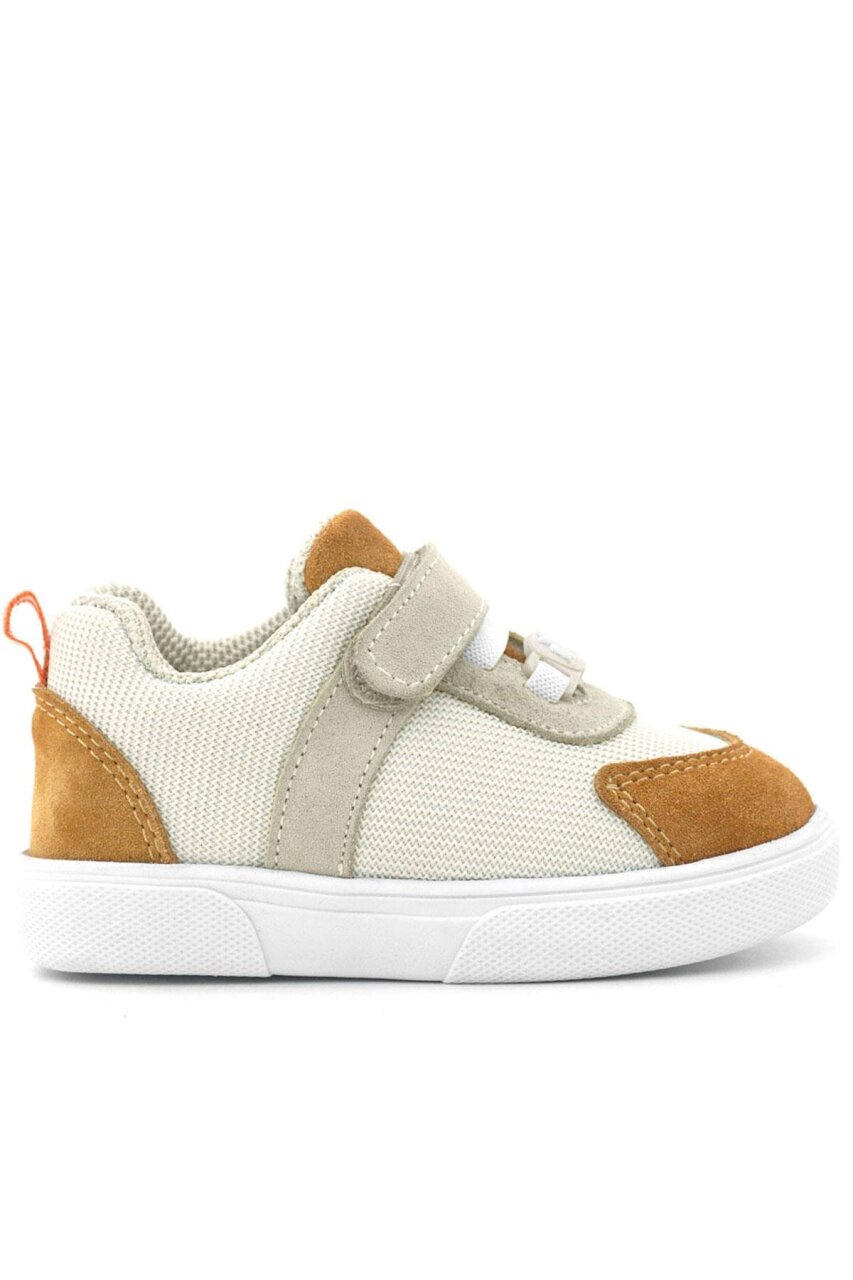 Rakerplus Genuine Leather Cream Tan Velcro Baby Shoes - 3