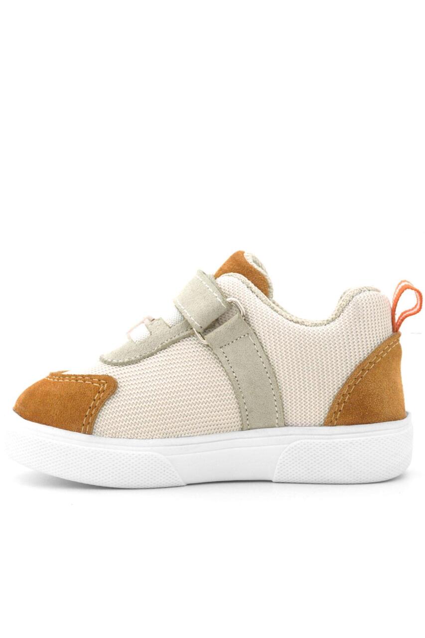 Rakerplus Genuine Leather Cream Tan Velcro Baby Shoes - 4