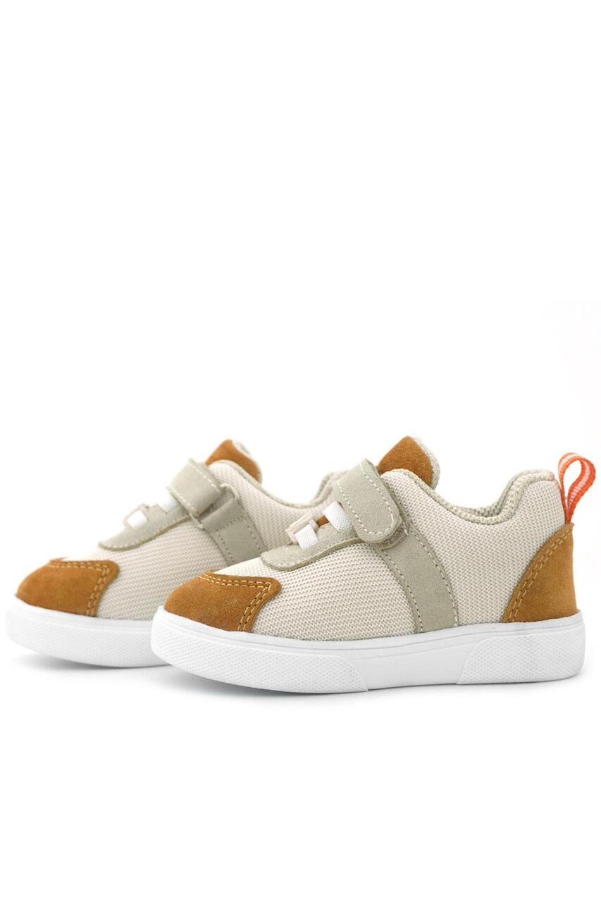 Rakerplus Genuine Leather Cream Tan Velcro Baby Shoes - 5