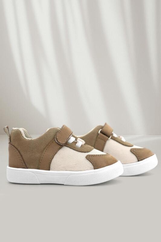 Rakerplus Genuine Leather Cream Sand Color Velcro Baby Shoes - Rakerplus