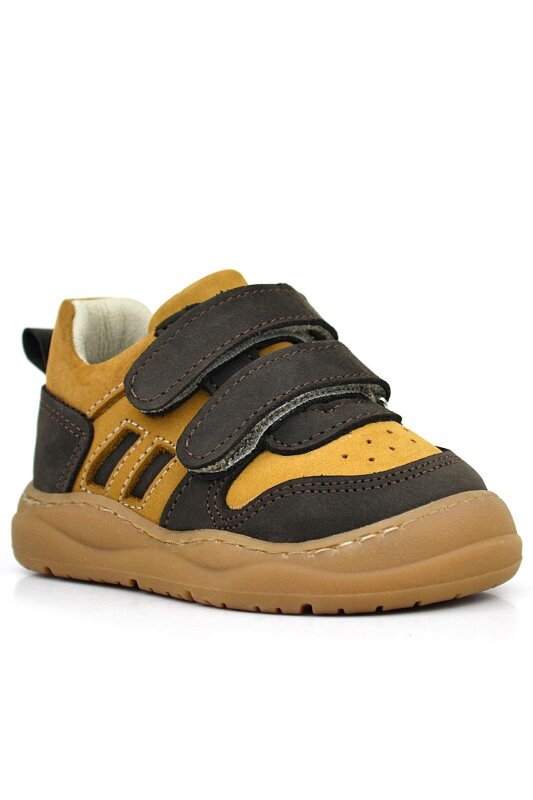 Rakerplus Schaggy Genuine Leather Brown Velcro Baby Sneakers - Rakerplus