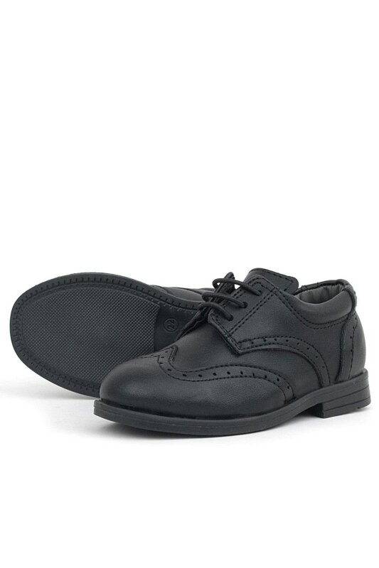 حذاء راكر بلاس تيتان أسود غير لامع برباط للأولاد الصغار - 5