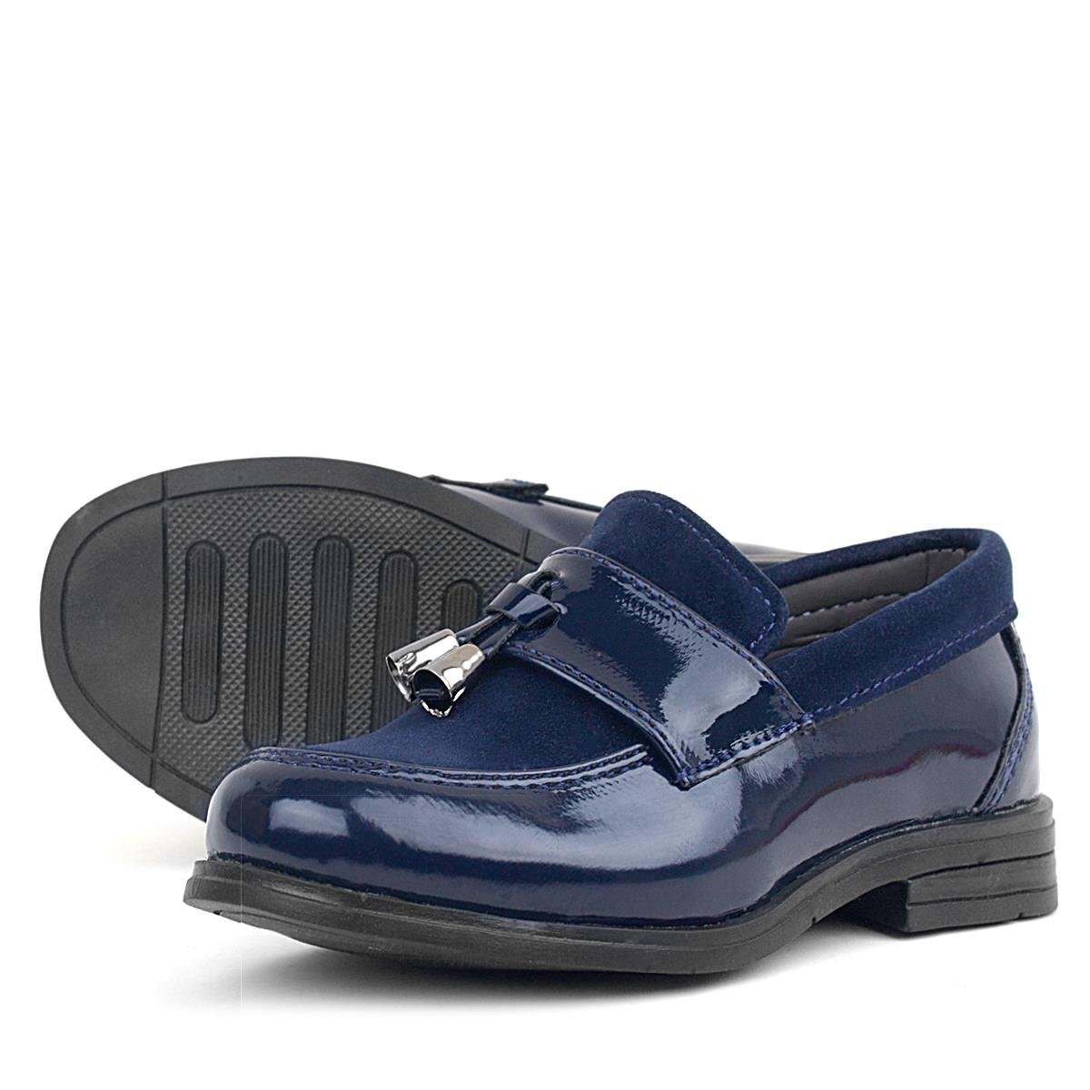 حذاء لوفر من الجلد اللامع باللون الأزرق الداكن للأولاد من راكر بلاس - 5