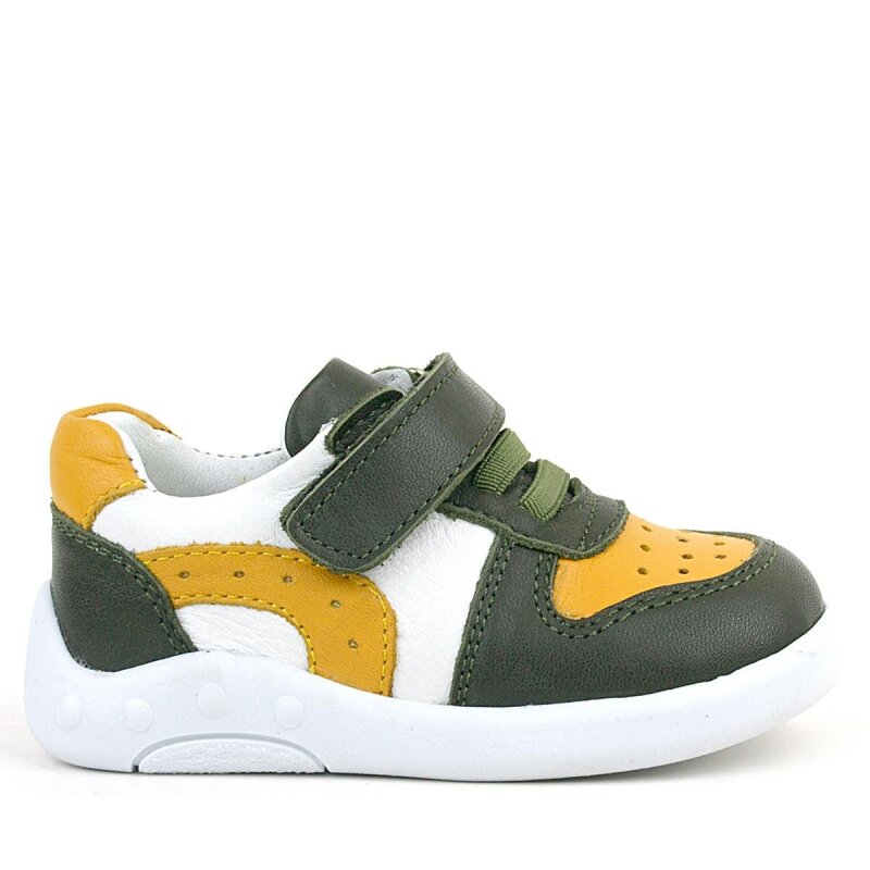 حذاء رياضي تشريحي للأطفال من راكر بلاس، مصنوع من الجلد الطبيعي، لون أصفر كاكي - 2