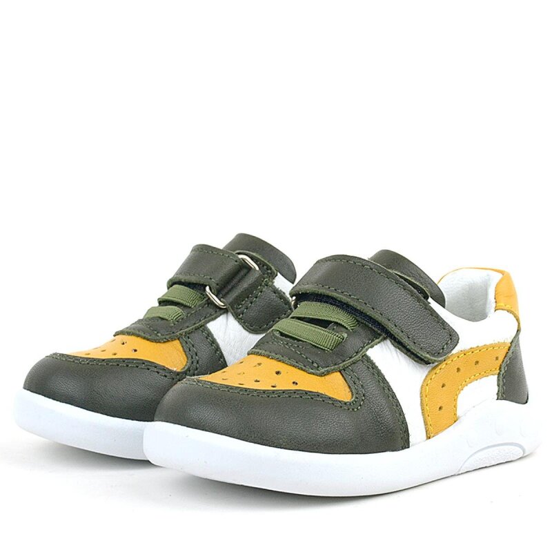 حذاء رياضي تشريحي للأطفال من راكر بلاس، مصنوع من الجلد الطبيعي، لون أصفر كاكي - 4