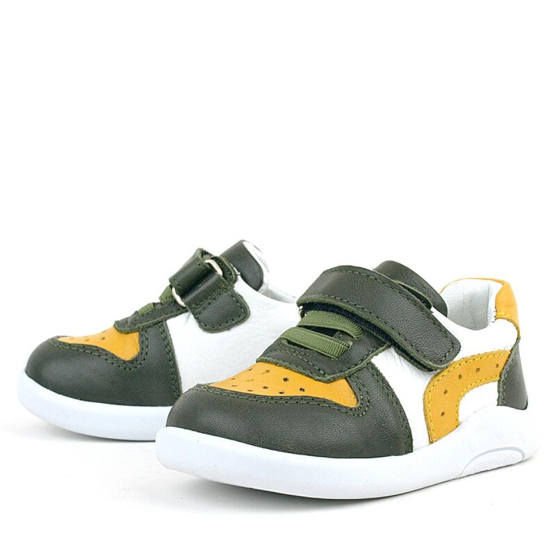 حذاء رياضي تشريحي للأطفال من راكر بلاس، مصنوع من الجلد الطبيعي، لون أصفر كاكي - 5