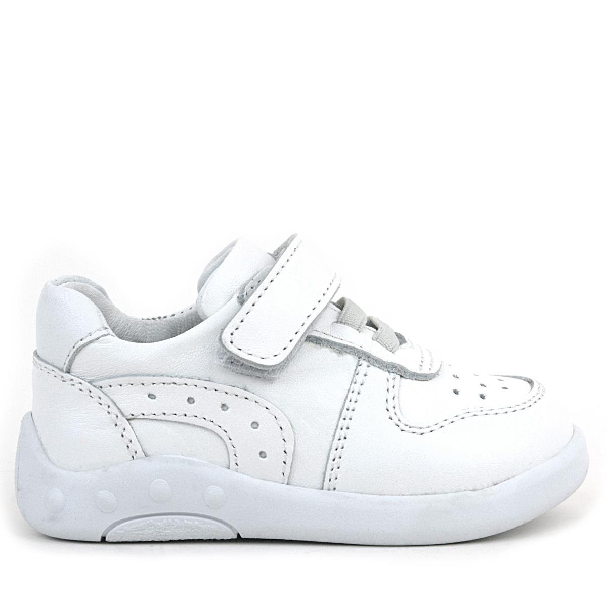 حذاء رياضي تشريحي للأطفال من راكر بلاس مصنوع من الجلد الطبيعي باللون الأبيض - 2