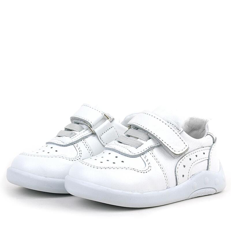 حذاء رياضي تشريحي للأطفال من راكر بلاس مصنوع من الجلد الطبيعي باللون الأبيض - 4