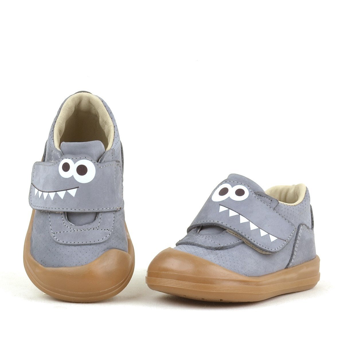 حذاء أطفال راكر بلاس دينو من الجلد الطبيعي باللون الرمادي عالي الرقبة - 3