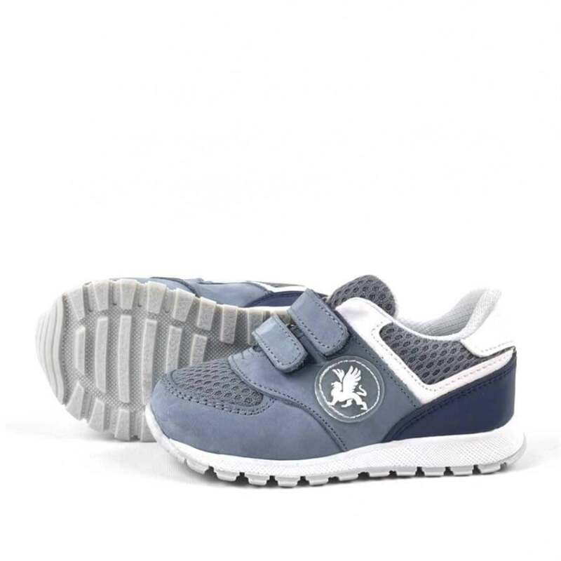 حذاء رياضي للأطفال من راكر بلاس مصنوع من الجلد الطبيعي باللون الرمادي مع شريط فيلكرو - 4