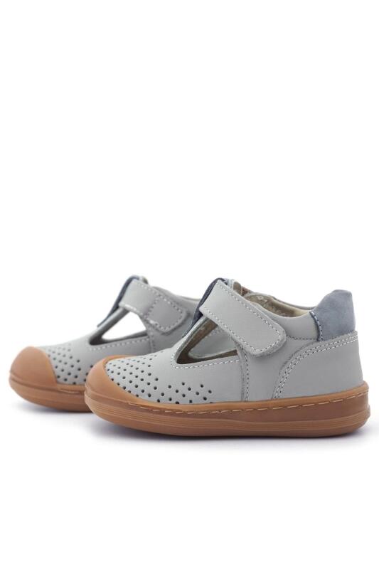 Rakerplus Shaun Hakiki Deri Açık Gri Cırtlı Anatomik Bebek Sandalet - 6