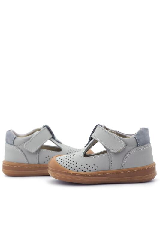 Rakerplus Shaun Hakiki Deri Açık Gri Cırtlı Anatomik Bebek Sandalet - 8