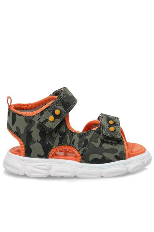 حذاء راكر بلاس للأطفال من راكر بلاس، صندل بشريط فيلكرو معدني بنقشة مموهة كاكي - Rakerplus