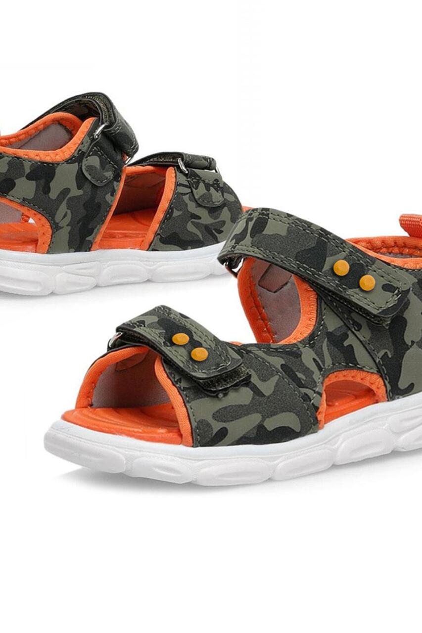 Rakerplus Haki Kamuflaj Desenli Metal Detaylı Cırtlı Bebek Sandalet Ayakkabı - 4
