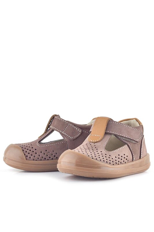 Rakerplus Shaun Hakiki Deri Kum Taba Cırtlı Anatomik Bebek Sandalet - 4