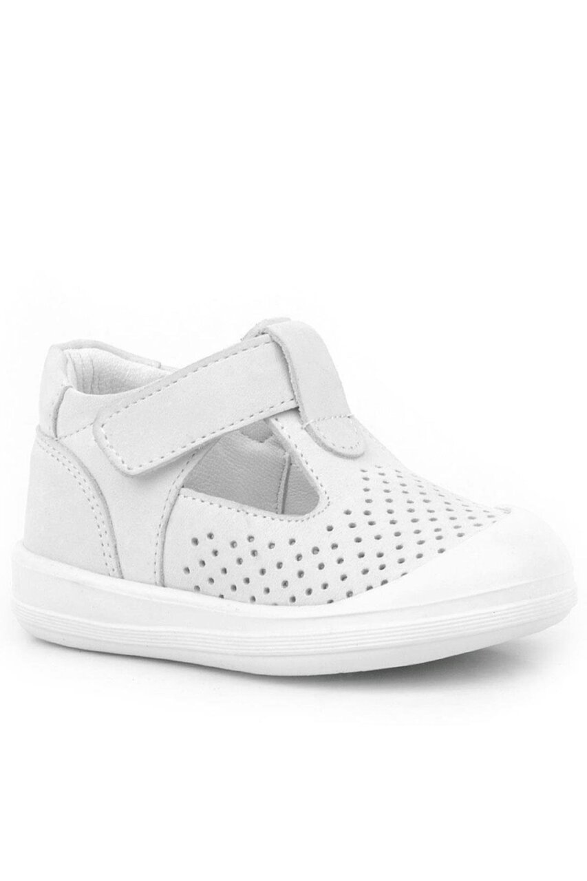 Rakerplus Shaun Hakiki Deri Beyaz Cırtlı Anatomik Bebek Sandalet - 1