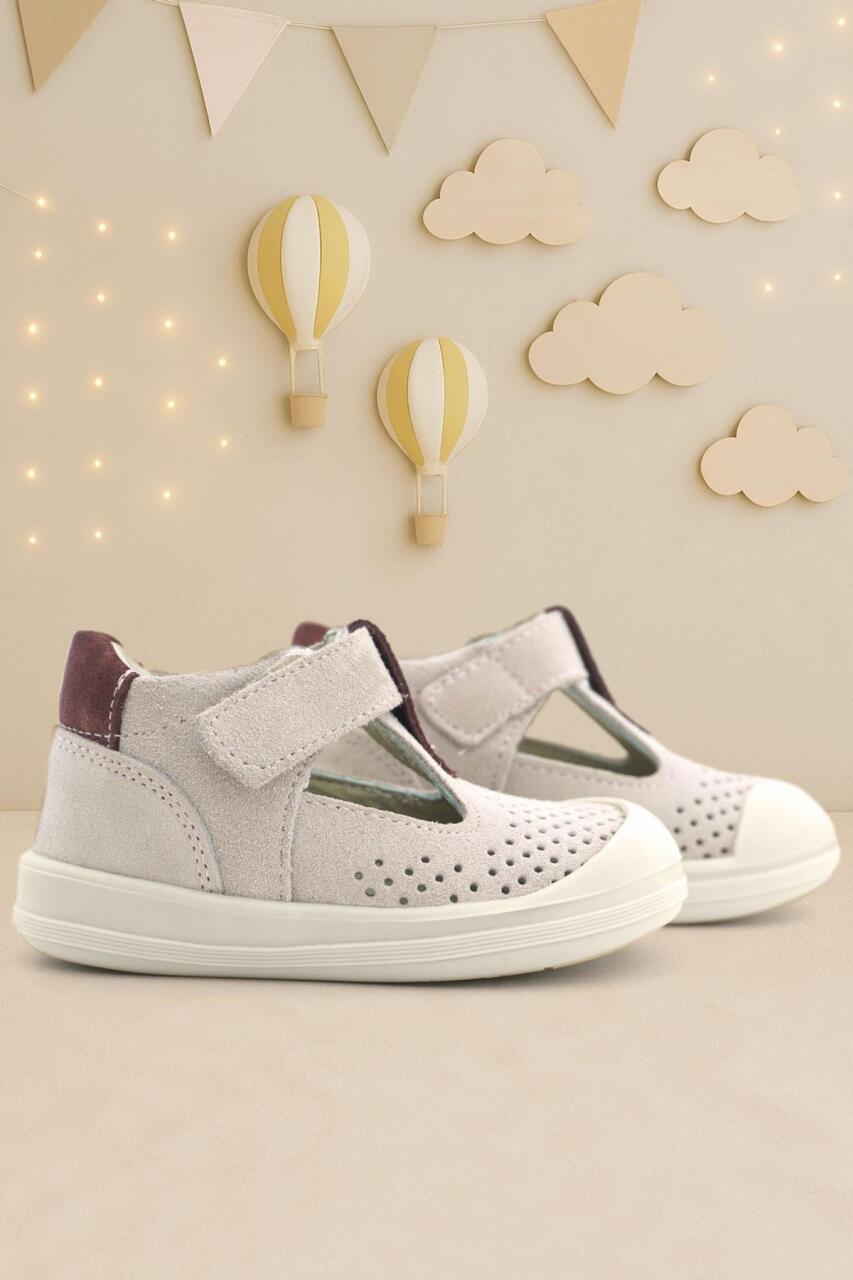 Rakerplus Shaun Hakiki Deri Lila Mor Cırtlı Anatomik Bebek Sandalet - 1