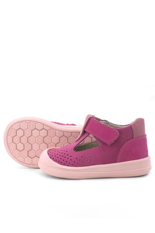 Rakerplus Shaun Hakiki Deri Fuşya Pembe Cırtlı Anatomik Bebek Sandalet - 6