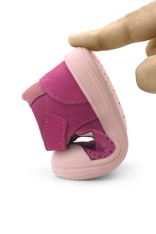Rakerplus Shaun Hakiki Deri Fuşya Pembe Cırtlı Anatomik Bebek Sandalet - 9