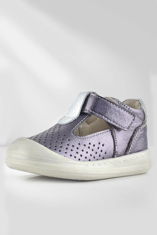 Rakerplus Shaun Hakiki Deri Platin Cırtlı Anatomik Kız Bebek Sandalet - Rakerplus