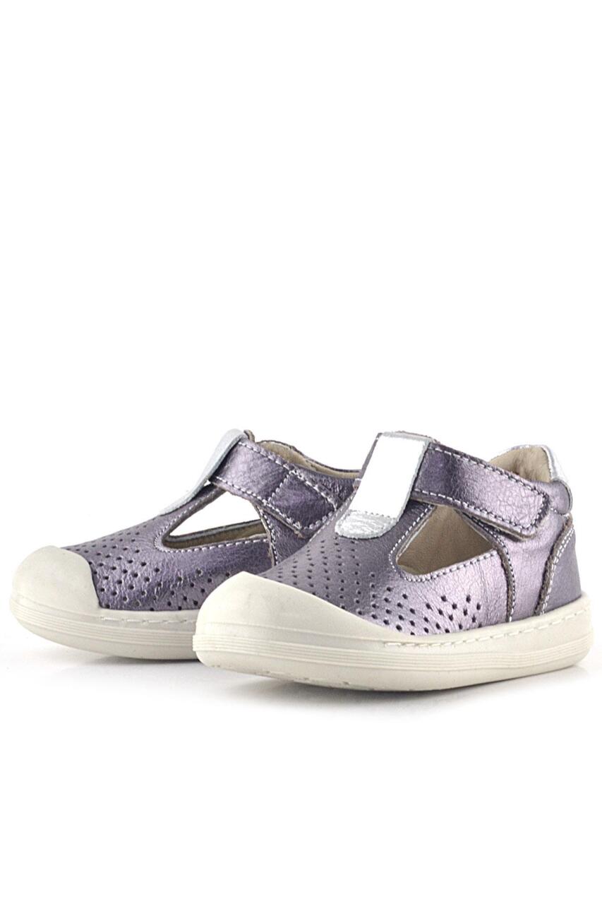 Rakerplus Shaun Hakiki Deri Platin Cırtlı Anatomik Kız Bebek Sandalet - 6