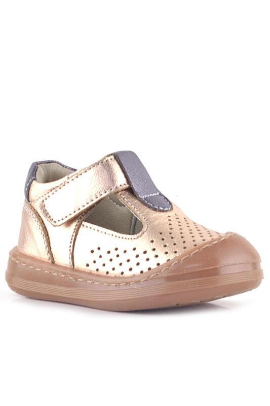 Rakerplus Shaun Hakiki Deri Bakır Cırtlı Anatomik Kız Bebek Sandalet - Rakerplus