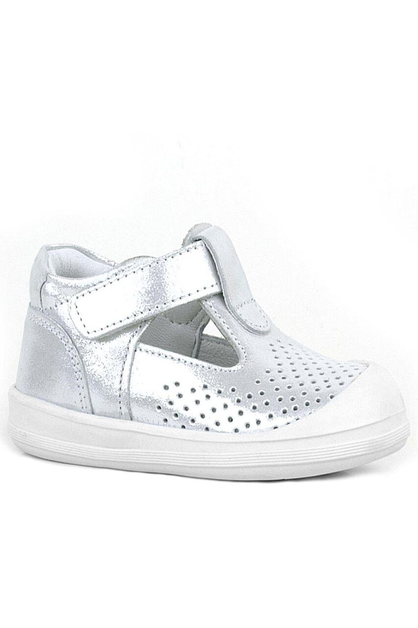 حذاء شون من راكر بلاس، مصنوع من الجلد الطبيعي الأبيض اللامع، مزود بشريط فيلكرو تشريحي للأطفال - 1