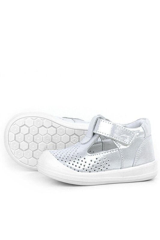 حذاء شون من راكر بلاس، مصنوع من الجلد الطبيعي الأبيض اللامع، مزود بشريط فيلكرو تشريحي للأطفال - 5