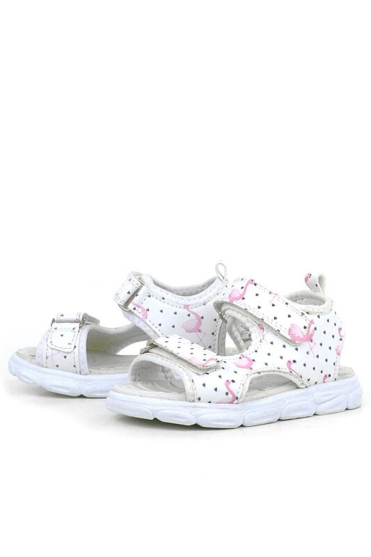 Rakerplus Beyaz Flamingo Cırtlı Bebek Sandalet Ayakkabı - 4