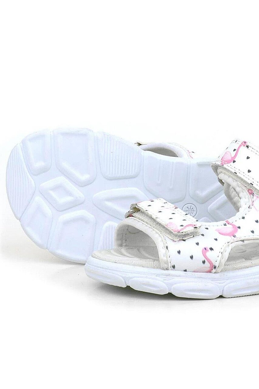 Rakerplus Beyaz Flamingo Cırtlı Bebek Sandalet Ayakkabı - 6