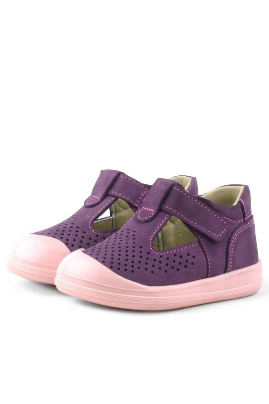 Rakerplus Shaun Hakiki Deri Mor Cırtlı Anatomik Bebek Sandalet - 4