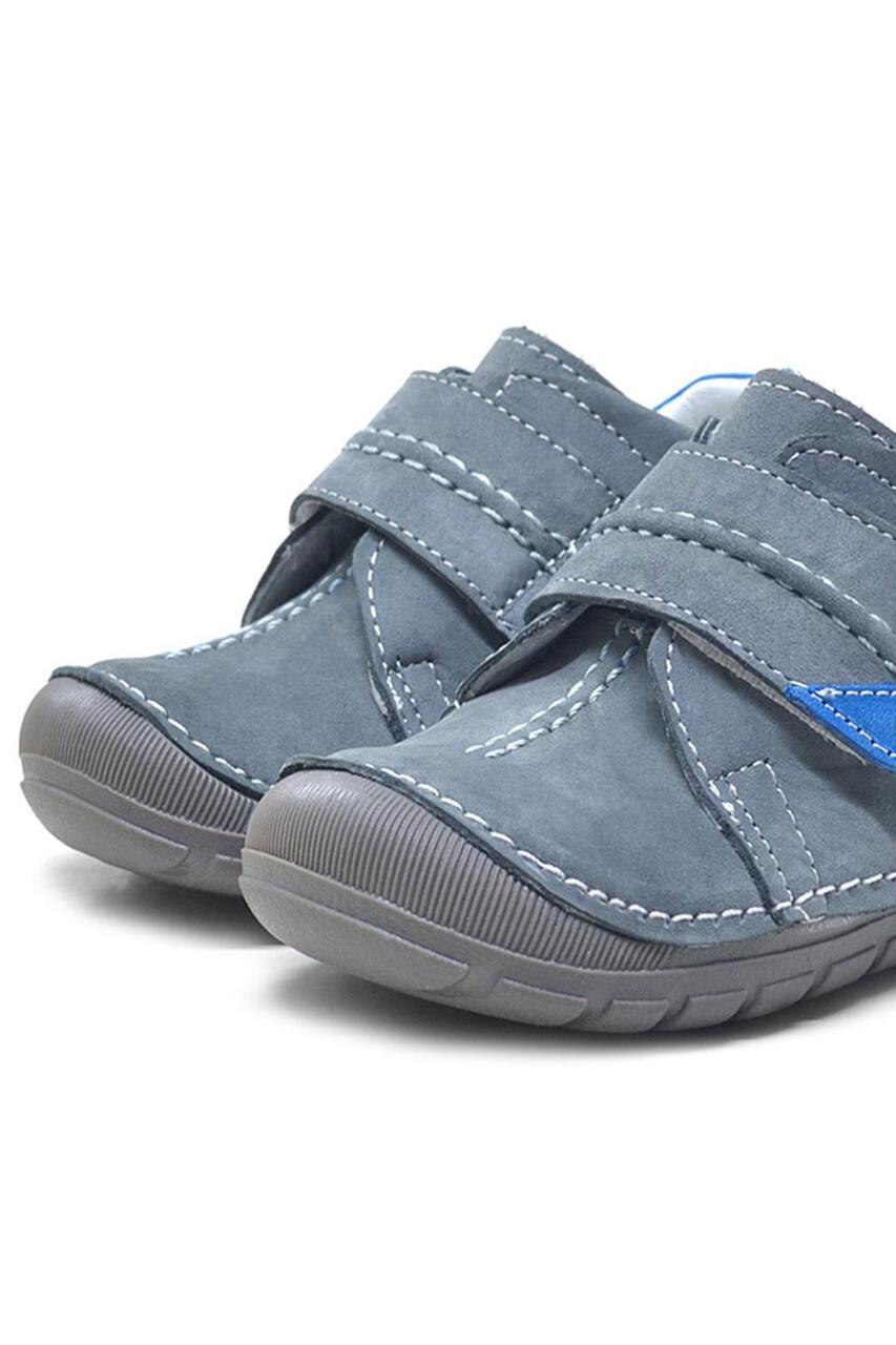 حذاء أطفال من راكر بلاس بوباي مصنوع من الجلد الطبيعي باللون الرمادي والأزرق من فيرست ستيب للجنسين - 6