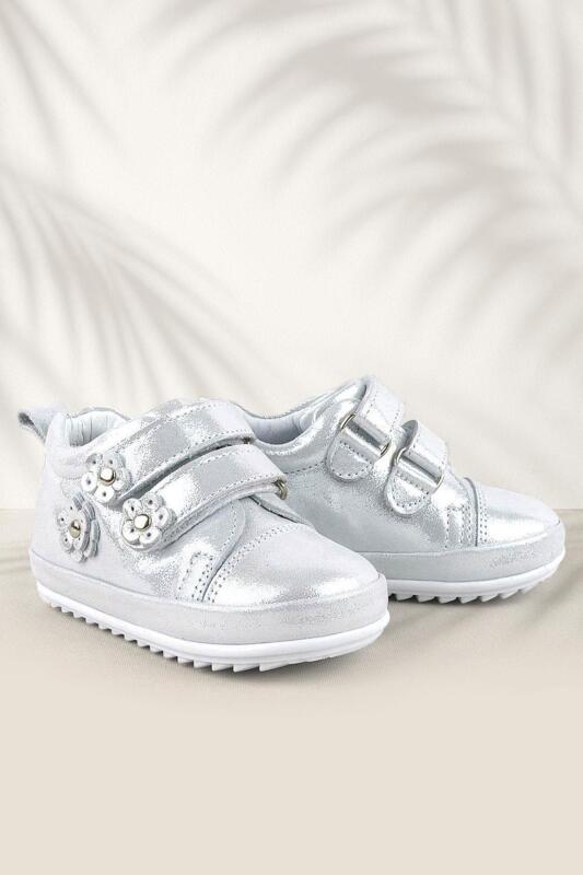 Rakerplus Limpo Genuine Leather Silver Anatomical Baby Girl First Steps Shoes - Rakerplus