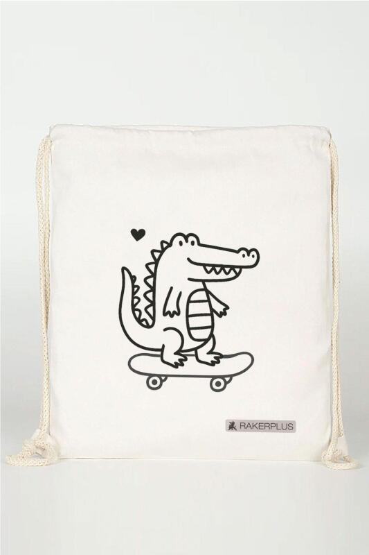 Rakerplus Tbons Özel Tasarım 35x40 cm Unisex Ham Bez Büzgülü Sırt Ayakkabı Çantası - 4