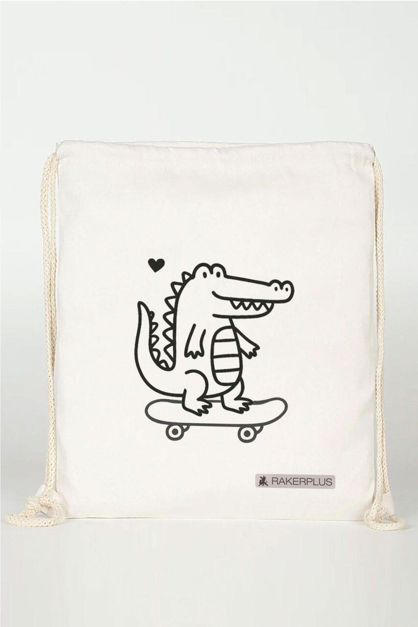 Rakerplus Tbons Özel Tasarım 35x40 cm Unisex Ham Bez Büzgülü Sırt Ayakkabı Çantası - 4