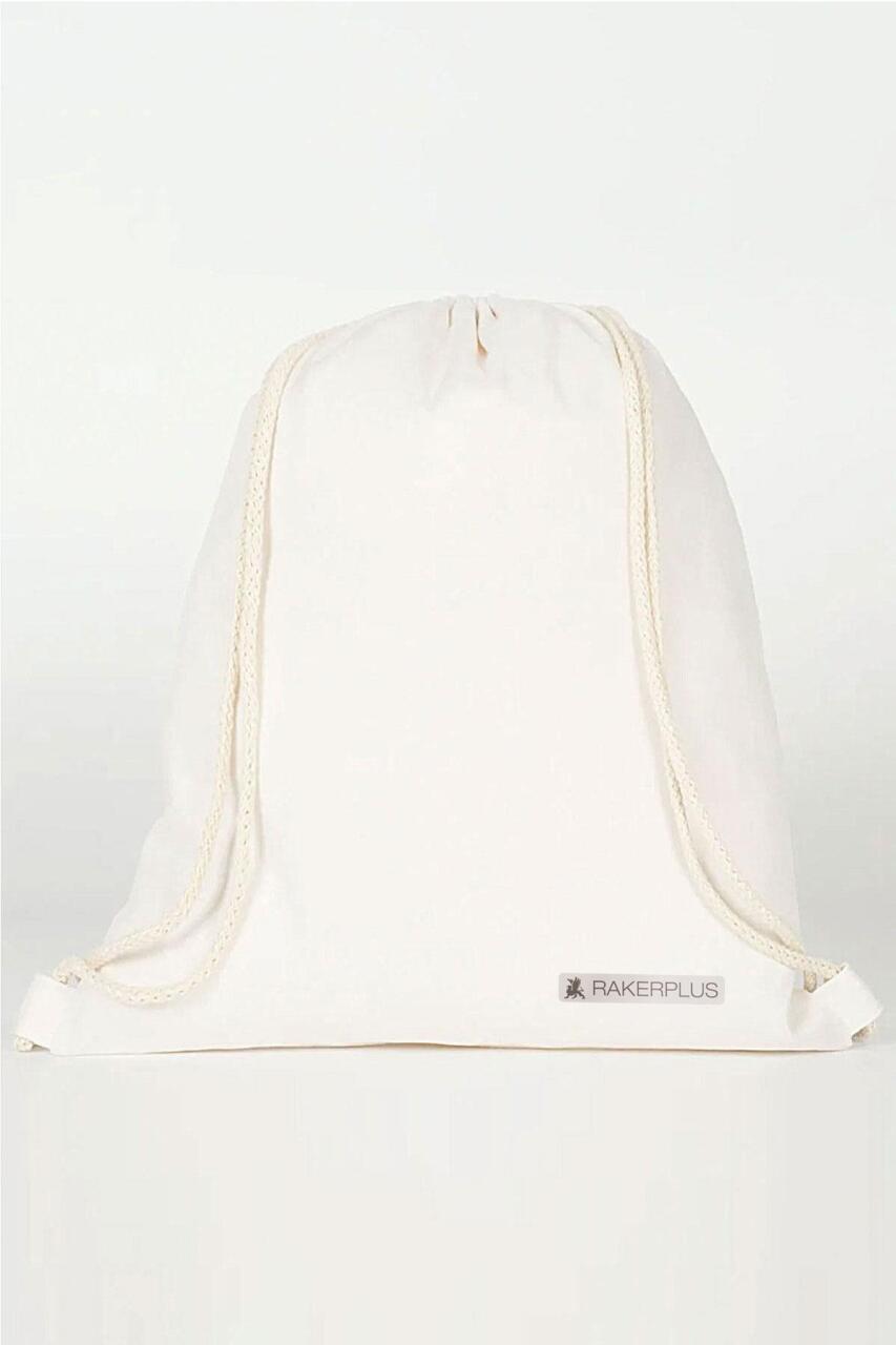 Rakerplus Krem 35x40 cm Unisex Ham Bez Büzgülü Sırt Ayakkabı Çantası - 2