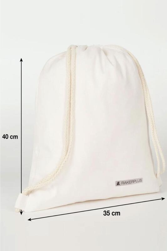 Rakerplus Krem 35x40 cm Unisex Ham Bez Büzgülü Sırt Ayakkabı Çantası - 3